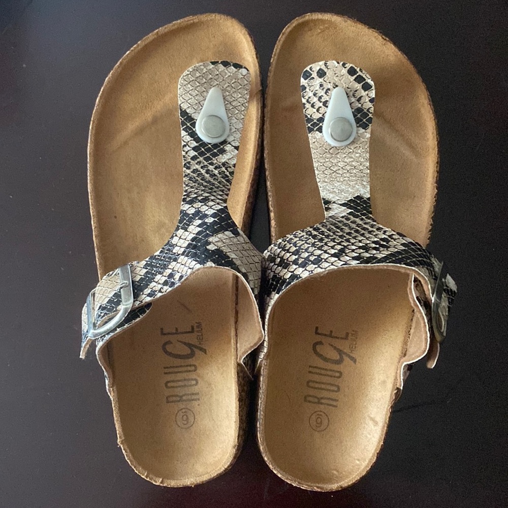 Snake print footbed sandals
